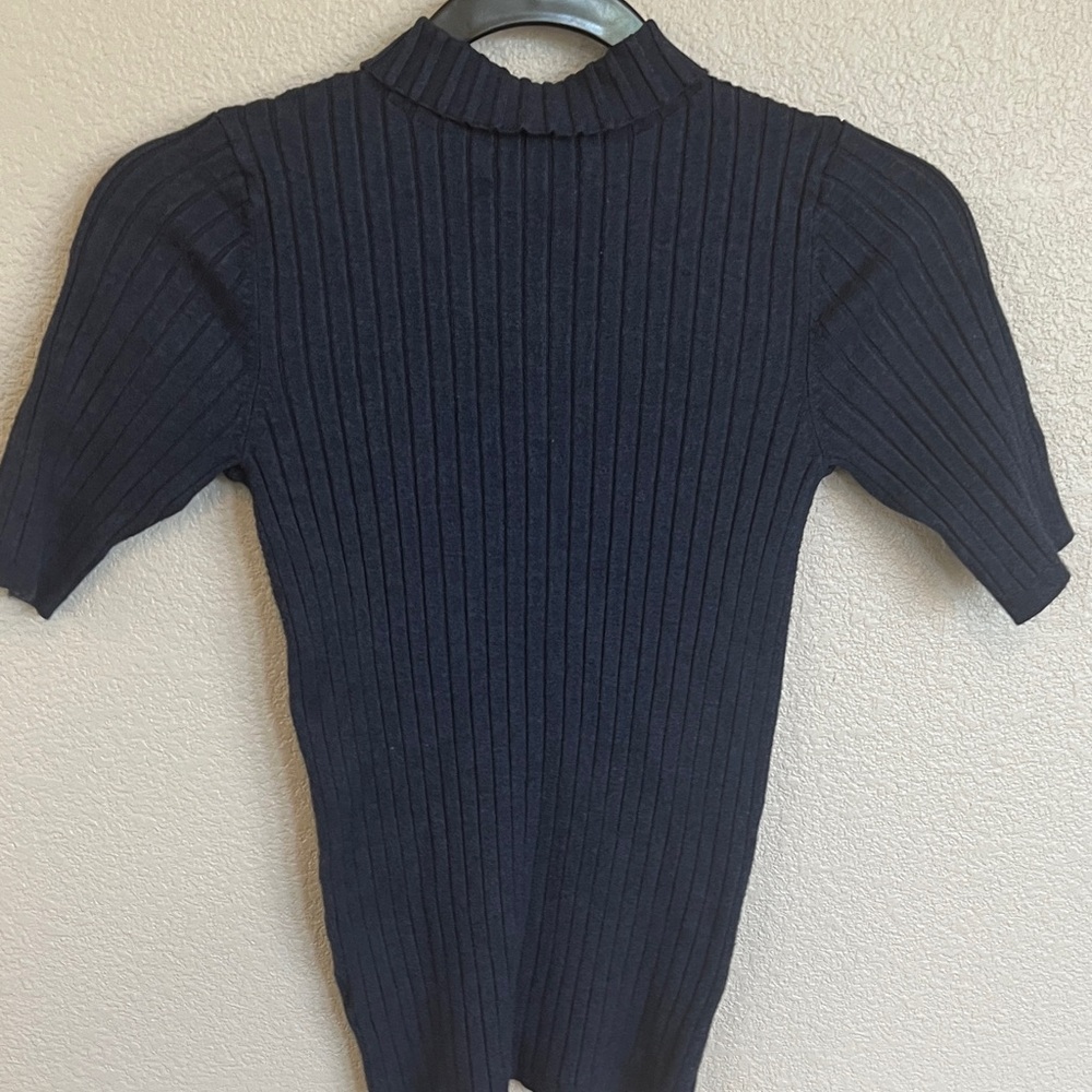 525 America Dark Blue Ribbed Knit Top - Picture 3 of 3